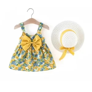 babykjole, sommerkjole, blomsterkjole, kjole med hatt
