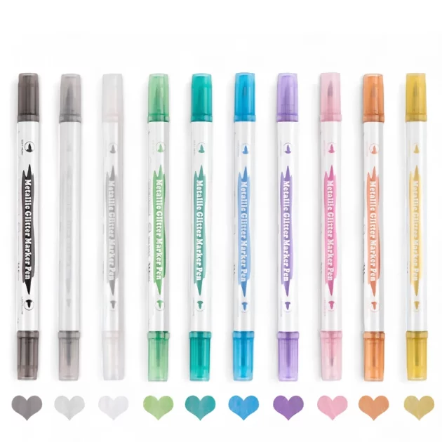 marker pens, metallic markers, glitter markers, dual tip marker, metallic marker pens