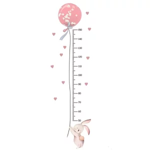 height chart, height chart wall sticker, height measurement chart, wall growth chart, pink rabbit height chart