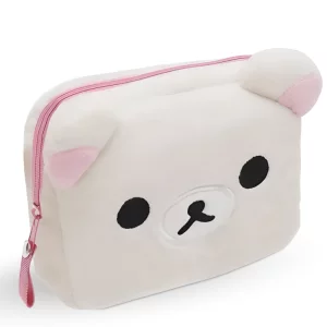 plush bag, compact bag, bear bag, toiletry bag