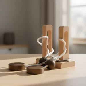 wooden brain teaser puzzle, wooden brain teaser, rope brain teaser